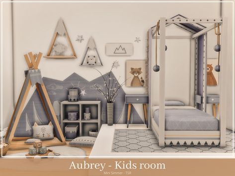 Mini Simmer's Aubrey Kids room Sims 4 Cc Furniture Living Rooms, Lotes The Sims 4, Sims 4 Beds, Sims Baby, Muebles Sims 4 Cc, Sims 4 Bedroom, Sims 4 Children, Sims 4 Expansions, Sims 4 House Design