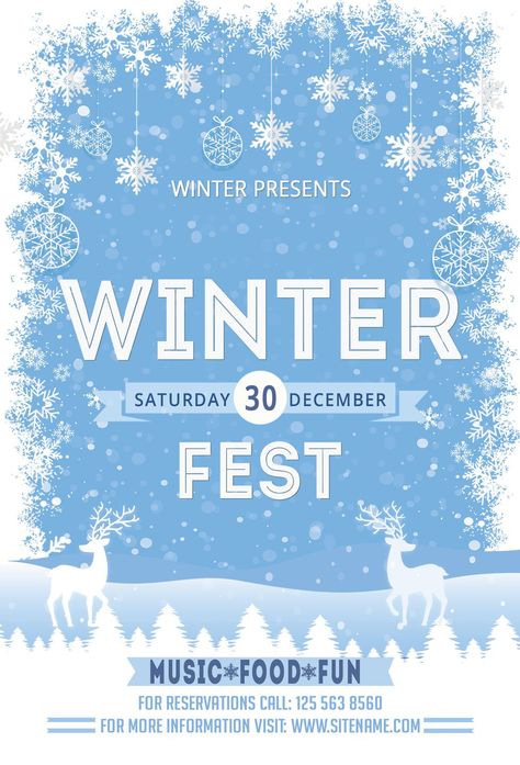 Winter Holiday Festival Poster by Artolus on @creativemarket Posters Christmas, New Year Concert, Photo Backdrop Christmas, Christmas Flyer, Christmas Festival, Winter Event, Event Poster Design, Holiday Poster, Christmas Ad