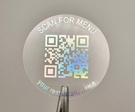 Qr Code On Packaging Design, Custom Qr Code Design, Cool Qr Code Design, Qr Sticker, Qr Code Creative, Qr Code Sticker, Qr Code Sticker Design, Restaurant Names, Foil Label