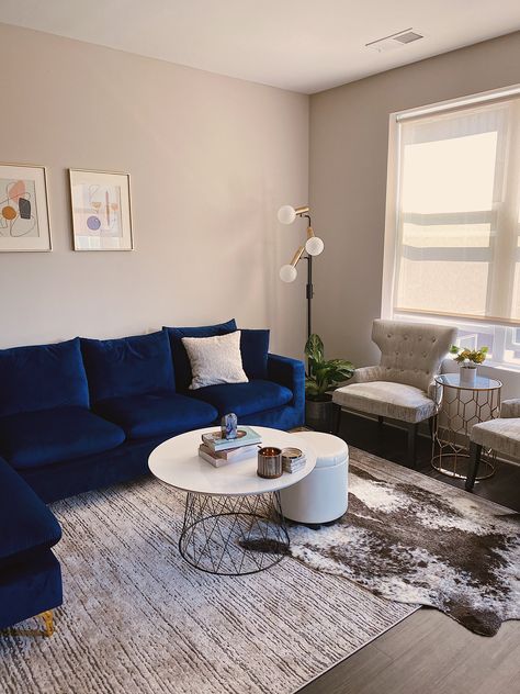 Room Ideas Grey And Blue, Grey And Blue Living Room, Living Room Ideas Grey, Blue And Grey Living Room, Room Ideas Grey, Blue Living Room Color, Grey Living Room Ideas, Living Room Color Combination, Blue Couch Living Room