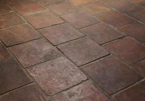 Terracotta Square | Floors of Stone Floors Of Stone, Terracotta Tile Floor, Terracotta Flooring, Grout Sealer, Reclaimed Tile, Sandstone Tiles, Devol Kitchens, Beautiful Flooring, Terracotta Floor