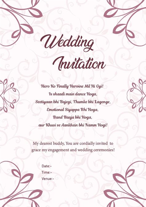 Wedding Invitation Wordings For Friends, Invite Quotes & Messages Marriage Invitation Quotes, Wedding Invitation Matter, Wedding Invitation Card Quotes, Simple Wedding Invitation Wording, Indian Wedding Invitation Wording, Wedding Invitation Wording Templates, Wedding Invitation Quotes, Wedding Card Wordings, Wedding Card Quotes