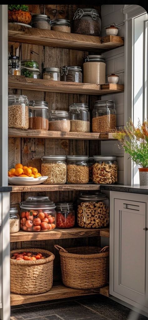 Pantry Ideas For Small Kitchen, Minimalist Pantry, Food Storage Rooms, Kitchen Pantry Design, Pantry Design, Kitchen Makeover, Dream House Decor, Home N Decor, Diy Kitchen