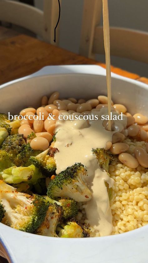 bonnie weddell | roasted broccoli & couscous salad 🥦 recipe serves 2🥦🥦 1 head of broccoli 250g giant couscous 400g butter beans (drained and rinsed) olive... | Instagram Broccoli Couscous, Giant Couscous, Couscous Salad Recipes, Couscous Salad, Butter Beans, Roasted Broccoli, Couscous, Salad Recipe, Broccoli