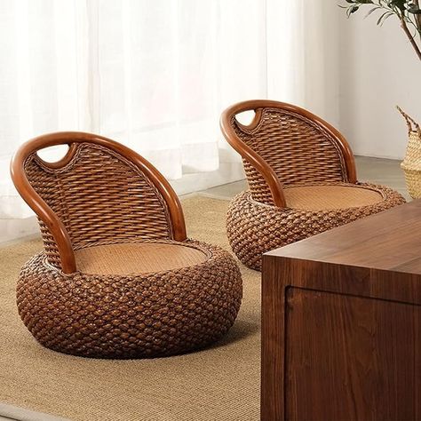 Amazon.com: Kelendle Round Rattan Floor Chair with Ergonomic Backrest Floor Lazy Chair Tatami Floor Seat Floor Meditation Chair Floor Seat Futon for Home and Office Decoration (Dark Brown) : Home & Kitchen Tatami Floor, Lazy Chair, Meditation Chair, Cane Furniture, Floor Seating, Office Decoration, Futon, Floor Chair, Office Decor