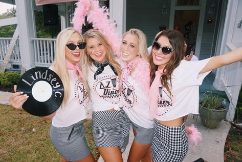 #deltazeta #bidday #Δ�Ζdiner Grease Bid Day Theme, Grease Bid Day, Sorority Poses, Sorority Socials, Recruitment Themes, Kappa Kappa Gamma, Bid Day Themes, Youre The One, Delta Zeta