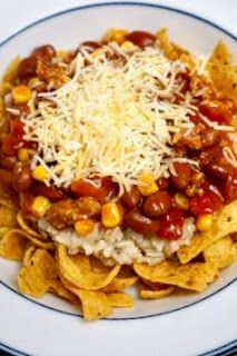 Frito Taco Bowl, Fritos Taco Bowls, Taco Bowl, Taco Bowls, Taco Sauce, Dinner With Ground Beef, No Bean Chili, Everyday Meals, Canned Tomato Sauce