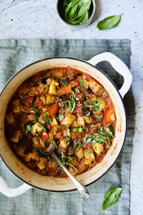 Classic French Ratatouille Recipe, Lauren Nicholsen, French Ratatouille Recipe, Squash Eggplant Recipe, French Ratatouille, Ratatouille Ingredients, Eggplant And Tomatoes, Traditional French Recipes, Lime Chicken Recipes