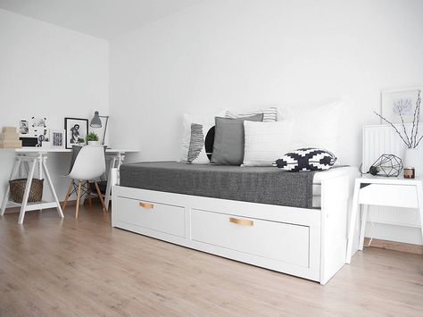 Guestroom, Ikea Brimnes Guestbed; Daybed Bed Kids Room, Ikea Hemnes Daybed, Ikea Daybed, Brimnes Bed, Ikea Brimnes, Daybed Room, Guest Bedroom/office, Basement Guest Rooms, Kids Bedroom Remodel