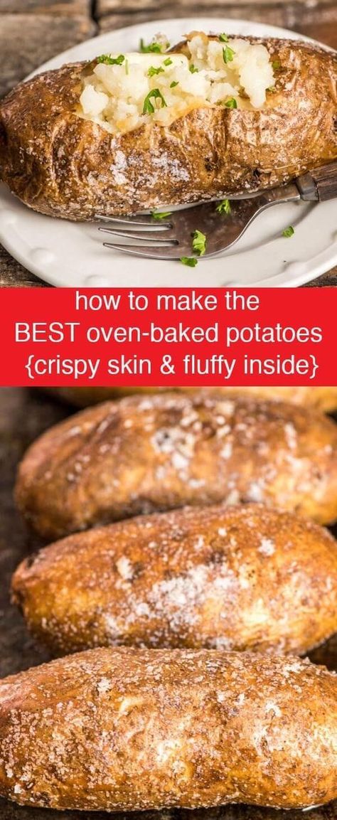 Best Oven Baked Potatoes, Oven Baked Potatoes, Best Baked Potato, Perfect Baked Potato, Making Baked Potatoes, Baked Potato Recipes, Best Oven, Potato Recipes Side Dishes, Potato Side Dishes