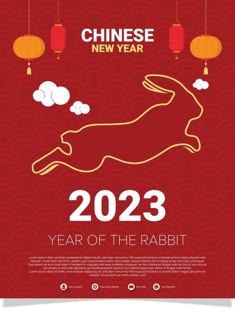 Happy chinese new year 2023 year of the rabbit poster design template vector Happy Chinese New Year 2023, 2023 Year Of The Rabbit, Chinese New Year 2023, 2023 Year, New Year 2023, Year Of The Rabbit, Vector Shapes, Vector Template, Happy Chinese New Year