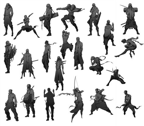 ArtStation - Silhouettes exercises, ToOo t Villian Art, Character Background, Silhouette Sketch, Reference Drawing, Gesture Drawing, 캐릭터 드로잉, Concept Art Character, Foto Poses, Character Reference