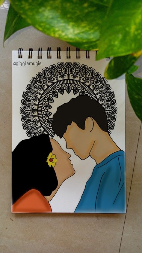 Aesthetic Mandala Art, Aesthetic Mandala, Diy Cards For Boyfriend, Couples Doodles, Drawing Mandala, Easy Mandala, Easy Mandala Drawing, Couple Drawing, Easy Doodle