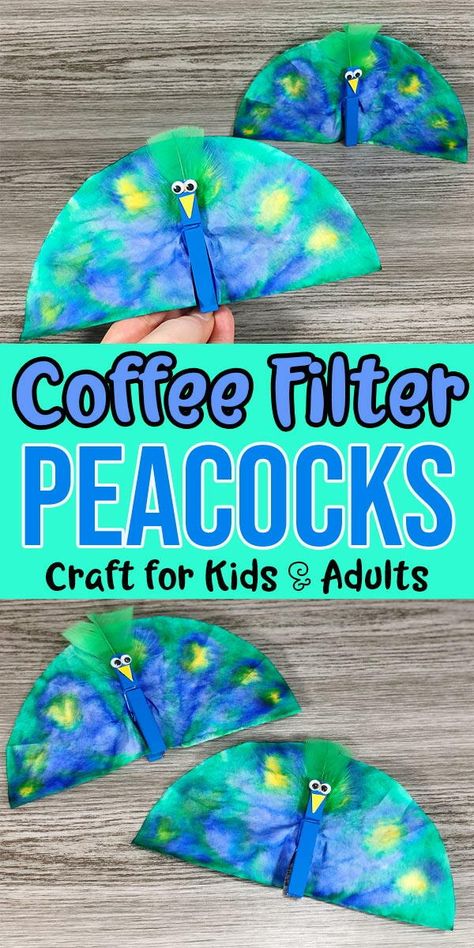 Coffee Filter Peacock, Filter Paper Craft, Peacock Art For Kids, Peacock Crafts For Kids, Coffee Filter Crafts For Kids, Peacock Facts, Easter Religious Crafts, Peacock Birthday, Fall Paper Crafts