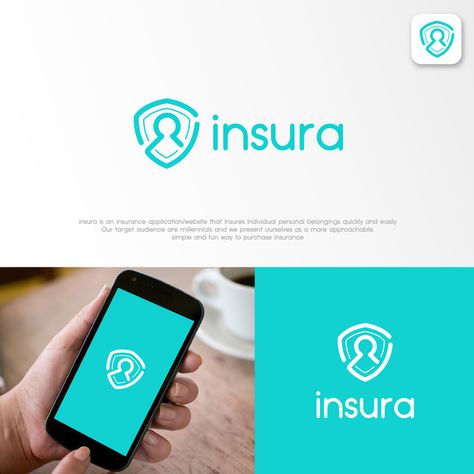 Start-up insurance app needs a creative ... Insurance Logo Ideas, Insurance Logo Design, Insurance Branding, Insurance Logo, Fun Logo, Security Logo, Modern Website Design, Baby Logo, Text Logo Design