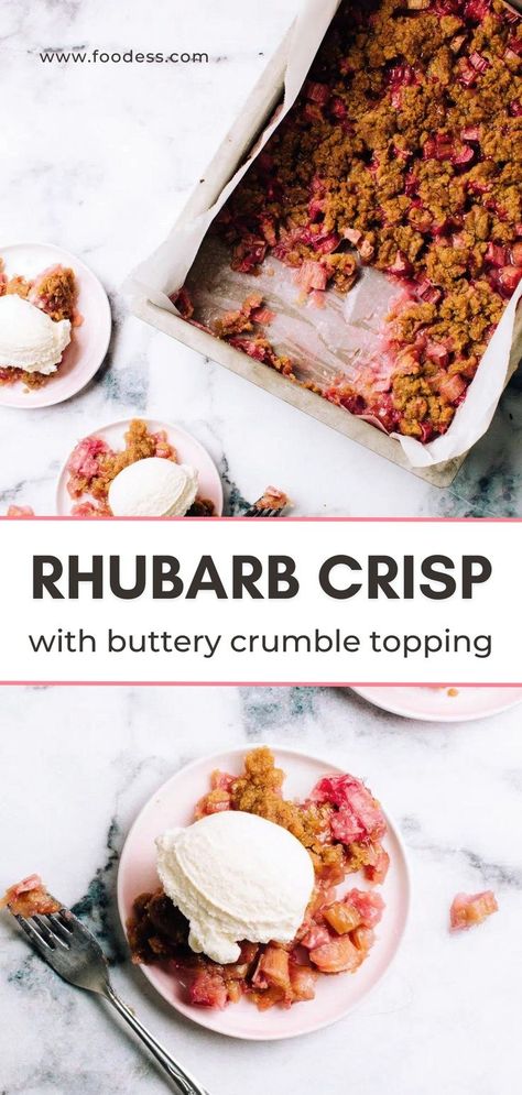 Nothing says springtime like a warm and buttery Rhubarb Crisp! In this recipe, sweet and tart rhubarb is combined with buttery crumble topping, making it perfect for any special occasion. It is so simple and requires no oats, so you can still enjoy the classic crisp you know and love without all the fuss. Plus, you can make it in a 9x13 pan, so it's large enough to serve a crowd. Read the full recipe on my website and give this delicious spring dessert a try! Rhubarb Crisp 9x13 Pan, Rhubarb Crisp With Crumble Topping, Easy Rhubarb Crisp, Fruit Crisp Topping, Rhubarb Crisp Recipe, Rhubarb Recipes Crisp, Easy Spring Recipes, Strawberry Rhubarb Crisp, Spring Dessert