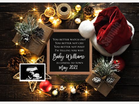 Christmas Pregnancy Announcement Boy or Girl Editable Template for Social Media Facebook Instagram Ivf Pregnancy Announcement, Pregnant With Boy, Fall Pregnancy Announcement, Christmas Baby Announcement, Cute Pregnancy Announcement, December Baby, Its A Girl Announcement, Idee Babyshower