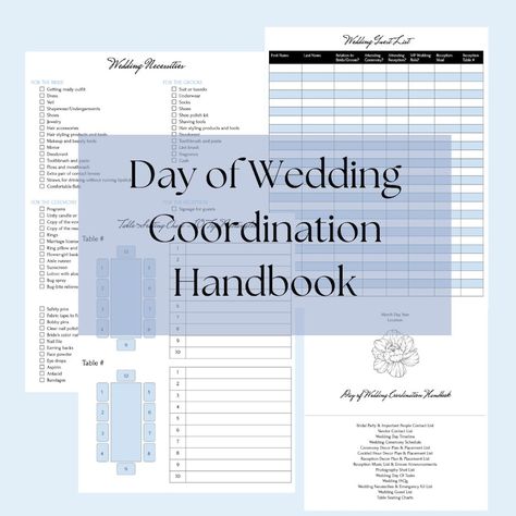 Day of Wedding Coordination Handbook & Binder Guest List Seating Chart Decor List Digital Planner Timeline Photography - Etsy Seating Chart Decor, Wedding Coordinator Duties, Wedding Binder Organization, Wedding Coordinator Checklist, Wedding Necessities, Cocktail Hour Decor, Binder Templates, Wedding Binder, Wedding Planning Timeline