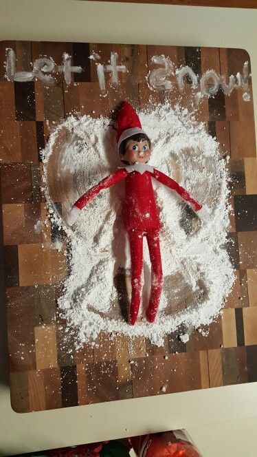 Elf on shelf. Let it snow. Diy with flour or powdered sugar Elf On The Shelf Powdered Sugar, Snow Diy, Elf Ideas Easy, Elf On Shelf, Awesome Elf On The Shelf Ideas, Xmas Elf, Elf Ideas, Elf On The Shelf Ideas, Shelf Ideas