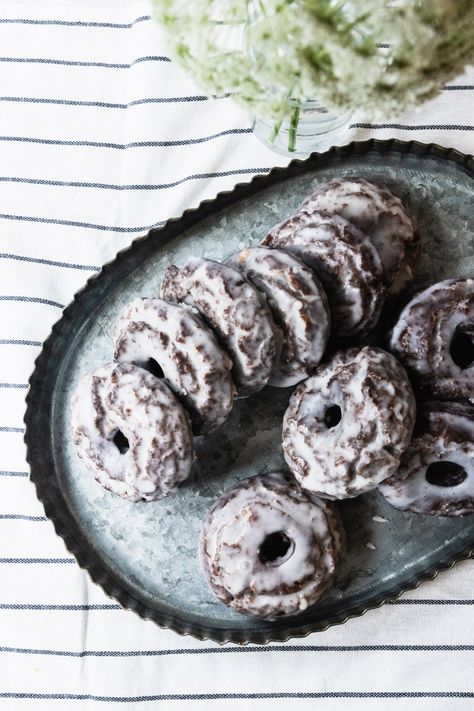 Chocolate Old-Fashioned Donuts have a rich chocolate flavor and tender, moist crumb. The glaze adds a perfect touch of sweetness! Baked Old Fashioned Donut Recipe, Old Fashioned Donut Recipe, Donut Recipe Baked, Chocolate Old Fashioned, Old Fashioned Donut, Donut Batter, Fried Donuts, Baked Donut Recipes, Chocolate Glazed Donuts