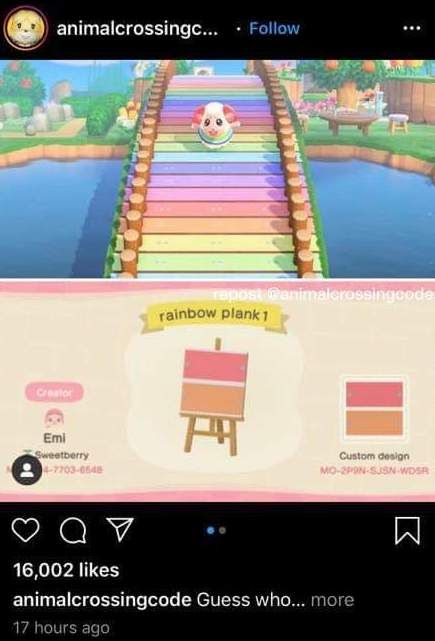 Animal Crossing New Horizons design code Acnh Rainbow Core Island, Rainbow Planks Acnh, Animal Crossing Kidcore Codes Path, Animal Crossing Ground Design, Animal Crossing Bridge Path, Acnh Rainbow Path Code, Animal Crossing Build Ideas Kidcore, Rainbow Island Animal Crossing, Animal Crossing Kidcore Designs