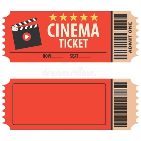 Movie Ticket Template, Ticket Cinema, Red Carpet Theme Party, Open Air Kino, Red Ticket, Ticket Design Template, Pvr Cinemas, Ticket Template Free, Cinema Idea