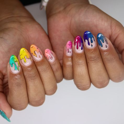 Rainbow Drip Nails, Space Nail Art, Negative Space Nail Art, Negative Space Design, Negative Space Nails, Space Nails, Nail Art Techniques, Drip Nails, Classic French Manicure