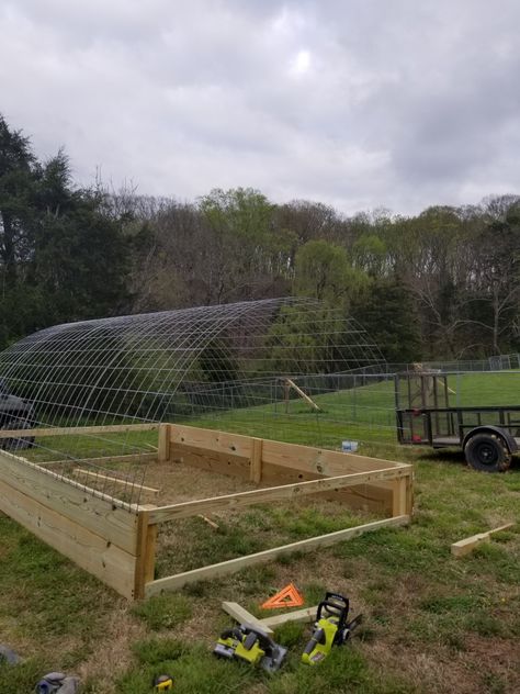 This took 2 days to complete and will be put to good use. Meat Chicken Tractor, Diy Chicken Tractor, Reban Ayam, Cute Chicken Coops, Chicken Pen, Chicken Tractors, Chicken Coup, Backyard Chicken Coop Plans, Diy Chicken Coop Plans