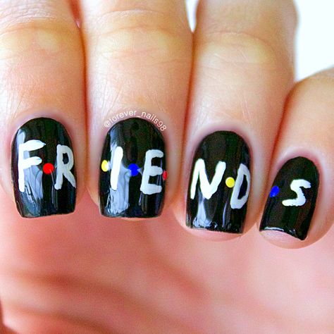 FRIENDS Nail Art #friends #nails #friendstvshow Friends Inspired Nails, Friends Nail Art, Best Friend Nails Ideas, Aladdin Theme, Friends Nails, Friends Collage, Crazy Nail Designs, Natural Gel Nails, Crazy Nail Art