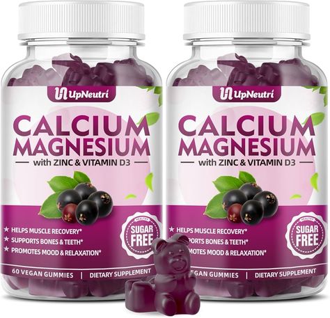 Amazon.com: Calcium Magnesium Zinc with Vitamin D3 Supplement, Sugar Free Calcium Gummies for Women Men, High Absorption Zinc Gummies for Bone & Muscle & Immune Health, Vegan Elderberry Flavor - 60 Count : Health & Household Gummies For Women, Vegan Calcium, Zinc Supplement, Bone Tissue, Zinc Supplements, Vegan Gummies, Vitamins For Energy, Magnesium Glycinate, Calcium Supplements