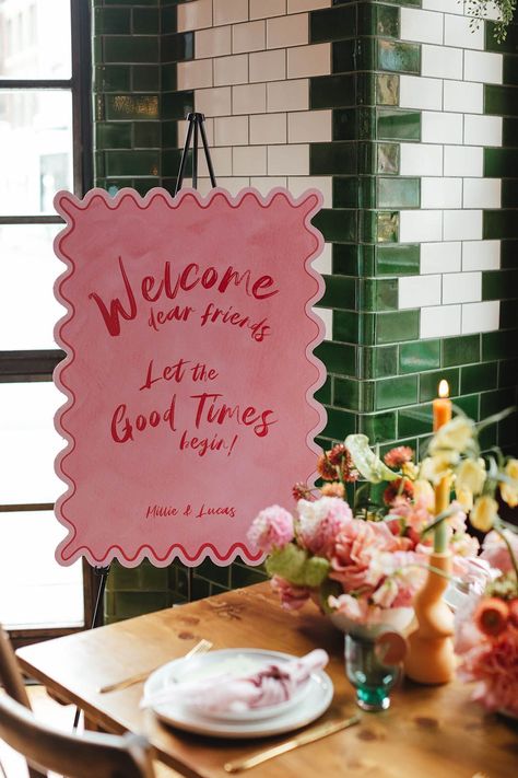 pink and red wedding welcome sign Pink Color Schemes, 카드 디자인, Rock My Wedding, Urban Wedding, Wedding Planning Checklist, Welcome To The Party, Wedding Checklist, Wedding Mood Board, Wedding Mood