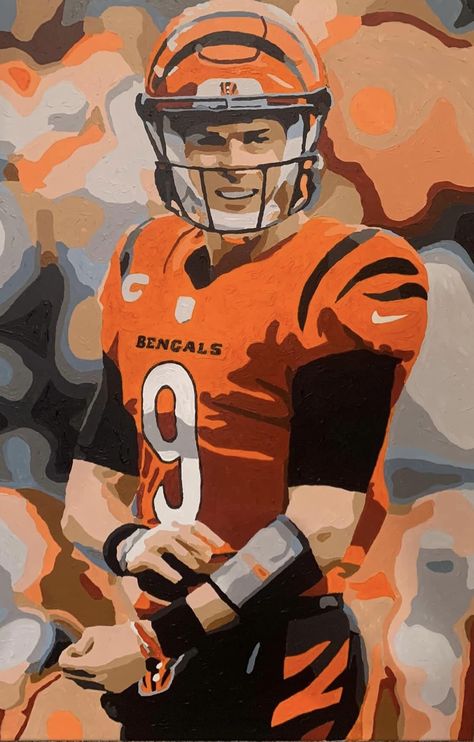 Bengals Painting Cincinnati, Joe Burrow Painting, Joe Burrow Drawing, Bengals Wallpaper Iphone, Bengals Painting, Bengals Wallpaper, Joe Burrow Wallpaper, Joey Burrow, Joe Brrrr