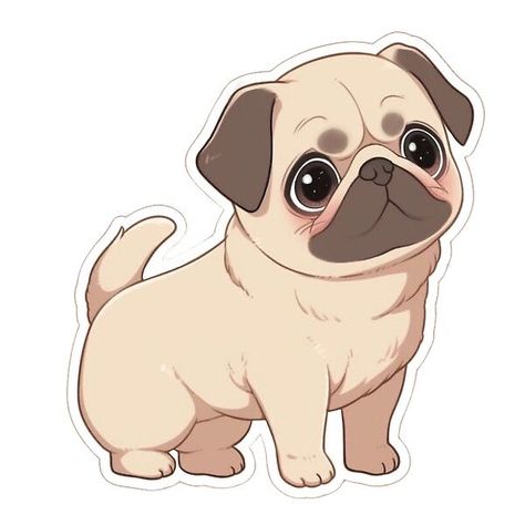 Cute Pug Art, Pugs Painting, Pug Drawing, Pug Facts, Pug Dog Puppy, Pug Cartoon, Pug Illustration, Pugs And Kisses, Pug Art