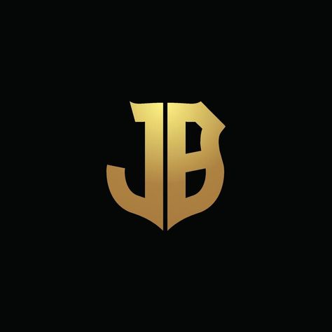 JB logo monogram with gold colors and shield shape design template Jb Logo Design, Jb Logo, Dk Logo, Ak Logo, Phoenix Bird Art, Dark Knights, Deer Wallpaper, Esports Logo, Chill Photos