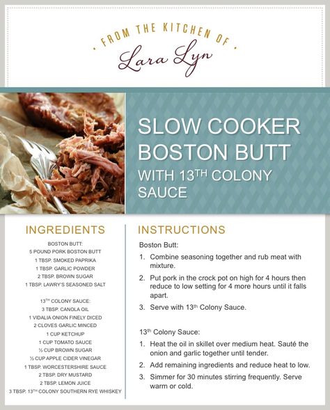 Perfect for #FathersDay! Slow Cooker Boston Button with 13th Colony Sauce. Boston Button Recipes, Boston Button Recipes Crockpot, Crockpot Roast Recipes, Recipes Crockpot, Crockpot Recipes Slow Cooker, Crock Pot Cooking, Roast Recipes, Pork Dishes, Meat Dishes