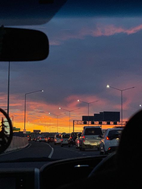 Golden hour 
Sunset
Sun 
Sky pictures
Sky
Sky is pretty 
Pretty 
Fascinating 
Sky lover Traffic Jam, Jam, Love This, I Love, Cars