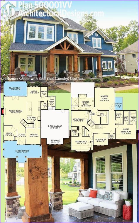 Casas The Sims 4, Architectural Design House Plans, Casas Coloniales, Craftsman House Plans, Custom Home Designs, House Blueprints, Building Plans, Farmhouse Plans, Sims House