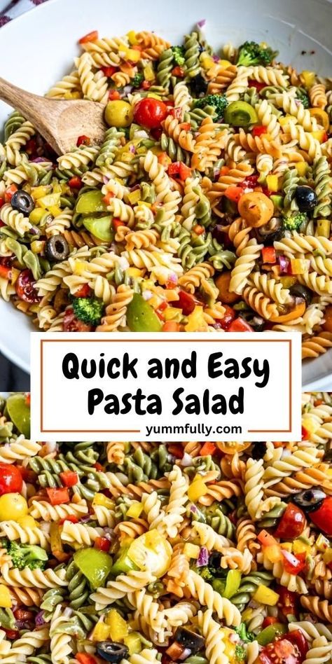 MAke your next picnic or gathering special with our refreshing Pasta Salad, a medley of pasta, fresh vegetables, and a tangy dressing that’s a crowd-pleaser. For an array of appetizing recipes that will brighten your table and tantalize your taste buds, click here to discover more culinary inspiration. Pasta Salad For A Crowd, Quick And Easy Pasta Salad, Weight Watchers Pasta, Salad For A Crowd, Antipasto Pasta Salads, Vegetable Pasta Salads, Classic Pasta Salad, Pasta Fresh, Beef Pasta Recipes