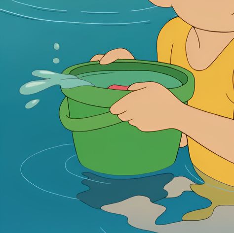 𝒑𝒐𝒏𝒚𝒐 Water Bucket, In Water, Studio Ghibli, Mermaid, Collage, Drawings, Water, Anime, Pins