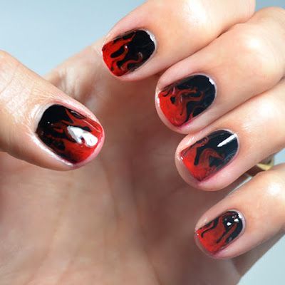 Red Flame Nails Short, Red And Black Nails Men, Red And Black Flame Nails, Guy Nails, Opi Black, Flame Nails, Red Ombre Nails, Flame Nail Art, Minimal Nails Art