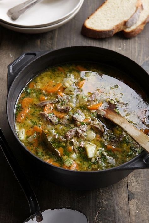 Lamb shank and barley soup with lots of veggies. Recipe at:   http://www.goodfood.com.au/good-food/cook/recipe/lamb-shank-and-barley-soup-with-lots-of-veggies-20121123-29ufs.html Lamb Shank Soup, Soup Cabbage, Soup Comfort, Warm Soup Recipes, Greek Lamb, Gut Health Tips, Lamb Shank, Roast Lamb, Soup Chowder