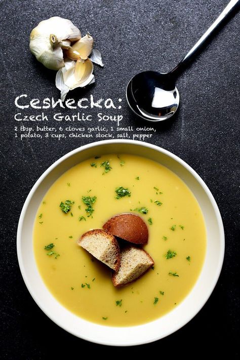 Healthy Detox Soup, Slovak Recipes, French Soup, Shaved Parmesan, Garlic Soup, Foreign Food, Cook Smarts, European Cuisine, Czech Recipes