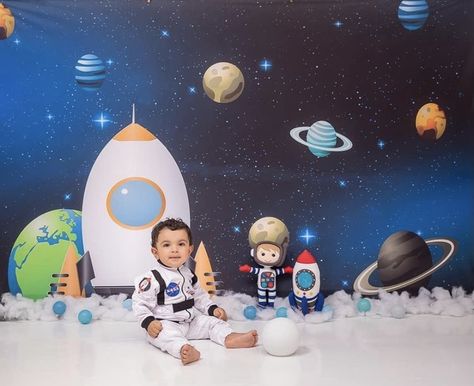 Half Way Around The Sun 6 Months Photoshoot, White Tshirt Family Photoshoot, Backdrops Kids, Milestone Photography, Photoshoot Backdrops, Astronaut Birthday, Space Birthday Party, Baby Shoot, Men Photoshoot