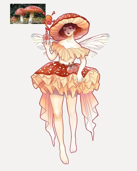 Hannah Alexander Artwork, Hannah Alexander, Mushroom Outfit, Mushroom Costume, Fairy Cosplay, Fairy Drawings, Mushroom Drawing, Mushroom Fairy, 캐릭터 드로잉