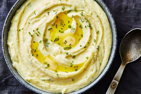 Yes, You Can Make Mashed Potatoes Ahead Of Time—Here's How — Southern Living Mashed Potatoes With Cream Cheese, Potatoes With Cream Cheese, Cream Cheese Mashed Potatoes, Deviled Egg Potato Salad, Make Ahead Mashed Potatoes, Cream Cheese Potatoes, Cream Cheese Recipe, Cheese Mashed Potatoes, Creamy Mash