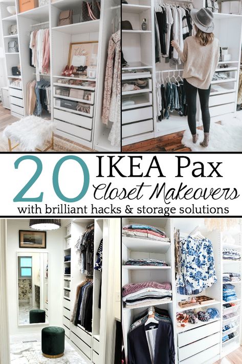 20 Inspiring IKEA Pax Closet Makeovers | Bless'er House | Bloglovin’ Dressing Pax Ikea, Ikea Closets, Dressing Pax, Ikea Closet Hack, Closet Makeovers, Functional Closet, Pax Closet, Ikea Pax Closet, Closet Ikea