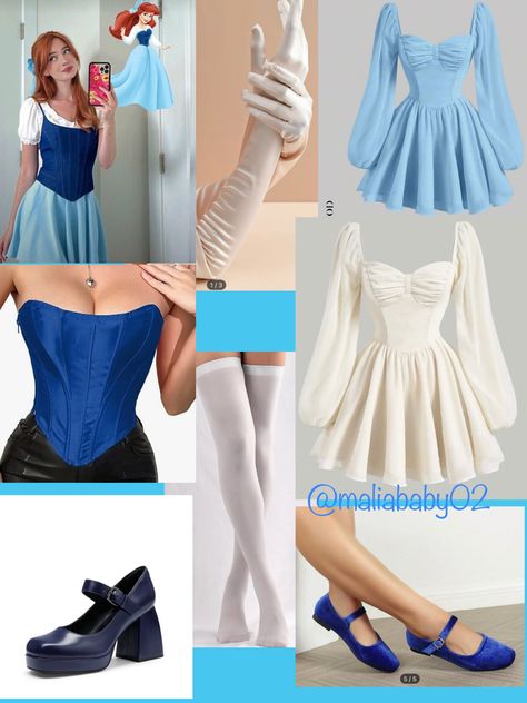 Outfit Inspo/Costume Inspo Princess Ariel Outfit Ideas, Ariel Inspo Outfit, Ariel Inspired Outfits Modern Disney, Ariel And Vanessa Costume, Ariel Aesthetic Outfit, Modern Ariel Outfit, Diy Ariel Costume Women, Disney Cosplay Women, Ariel Costume Ideas