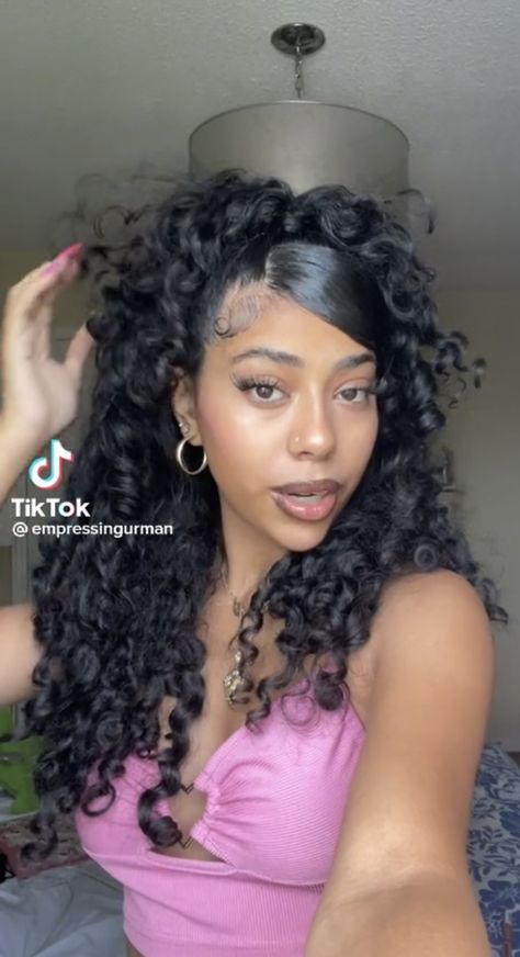 Y2k Hair For Curly Hair, 200s Hairstyles Curly Hair, Cute Curly Hairstyles Pictures, Baddie Hair Curly, Natural Curly Hair Homecoming Styles, Half Up Half Down Side Part Curly Hair, Curly Two Ponytails, Cute Hair Ideas For Curly Hair, Curly Hairstyles Birthday