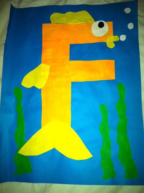 Fish Crafts Preschool, Letters Kindergarten, Letter F Craft, Preschool Letter Crafts, Prek Crafts, Alphabet Crafts Preschool, Alphabet Animals, Abc Crafts, Fish Craft