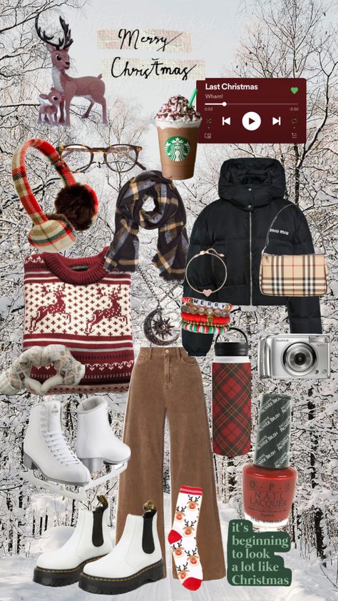 I’ve skating date outfit inspo!! #skating #iceskatingoutfits #christmas #christmasoutfit #aesthetic Christmas Outfit Collage, I’ve Skating Outfit, Ice Skating Date Outfit, Ice Skating Aesthetic Outfit, Skate Aesthetic Outfits, Christmas Ice Skates, Christmas Fits, Skating Aesthetic, Ice Skating Outfit